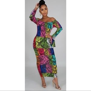 Fitted snake print dress